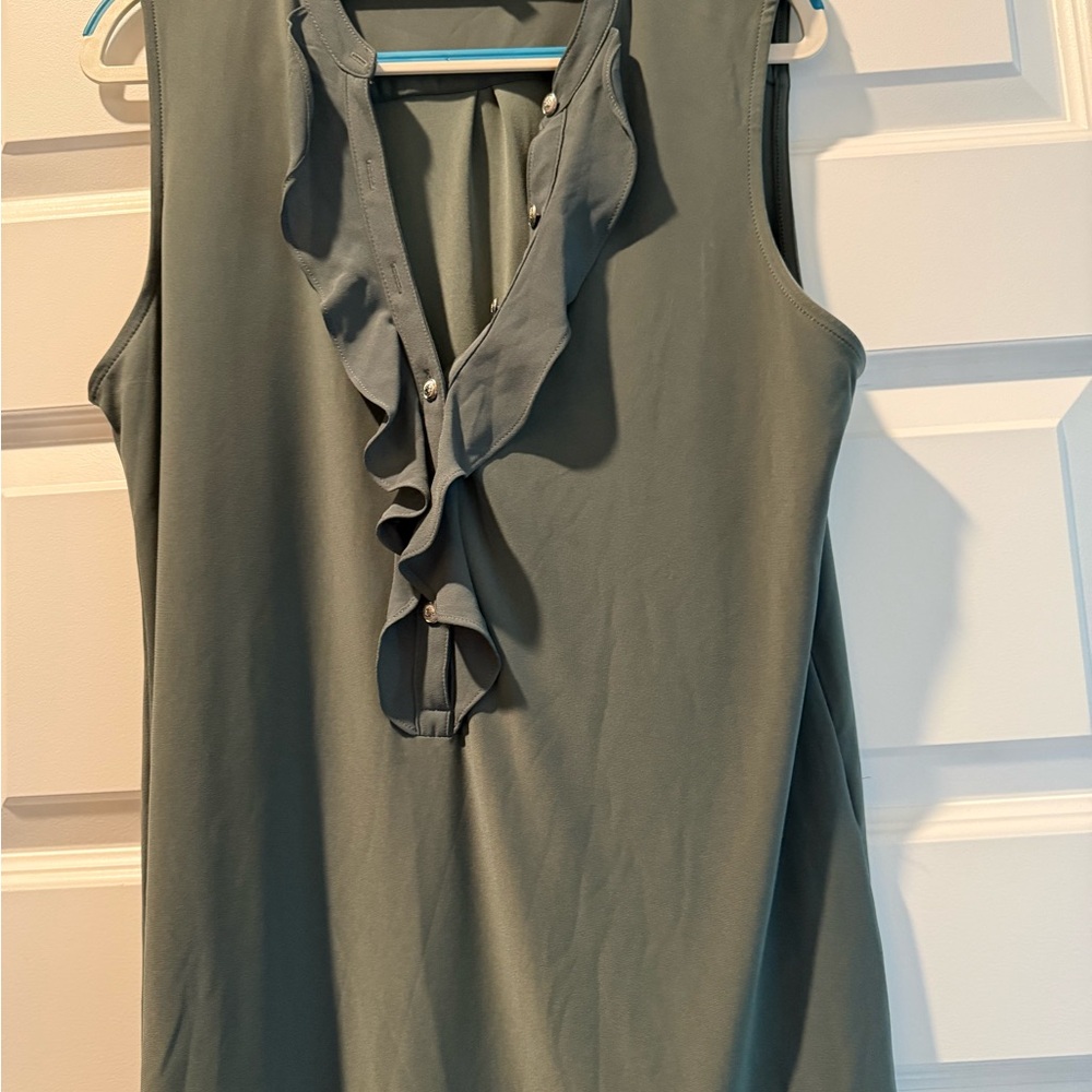 White House Black Market Sleeveless Blouse - Olive Green